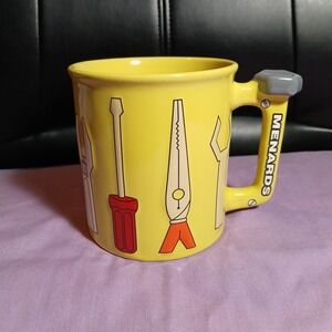 MENARDS 12 Oz Coffee Mug Cup Handle Ceramic Handyman Tools‎ Yellow New!